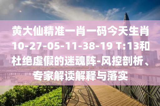 黃大仙精準(zhǔn)一肖一碼今天生肖10-27-05-11-38-19 T:13和杜絕虛假的迷魂陣-風(fēng)控剖析、專家解讀解釋與落實(shí)
